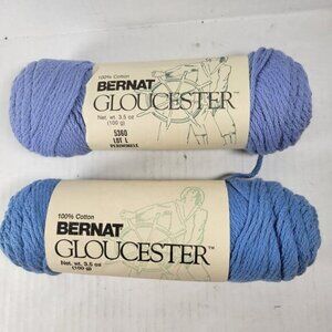 2 Skeins Vintage Bernat Gloucester 100% Cotton Aran Weight Yarn